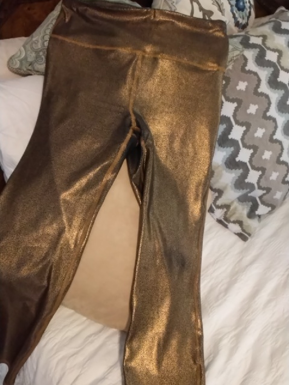 Womens Shimmer Metallic Bronze Leggings